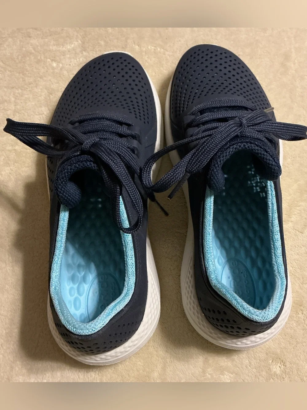 CROCS Navy Sneakers with Light Blue Lining